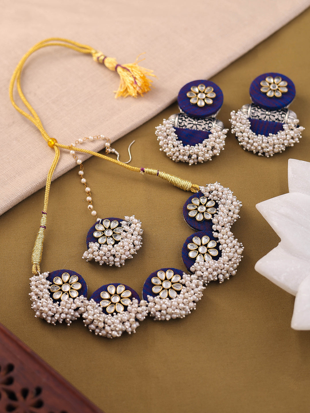 Handmade Royal Blue Choker Set