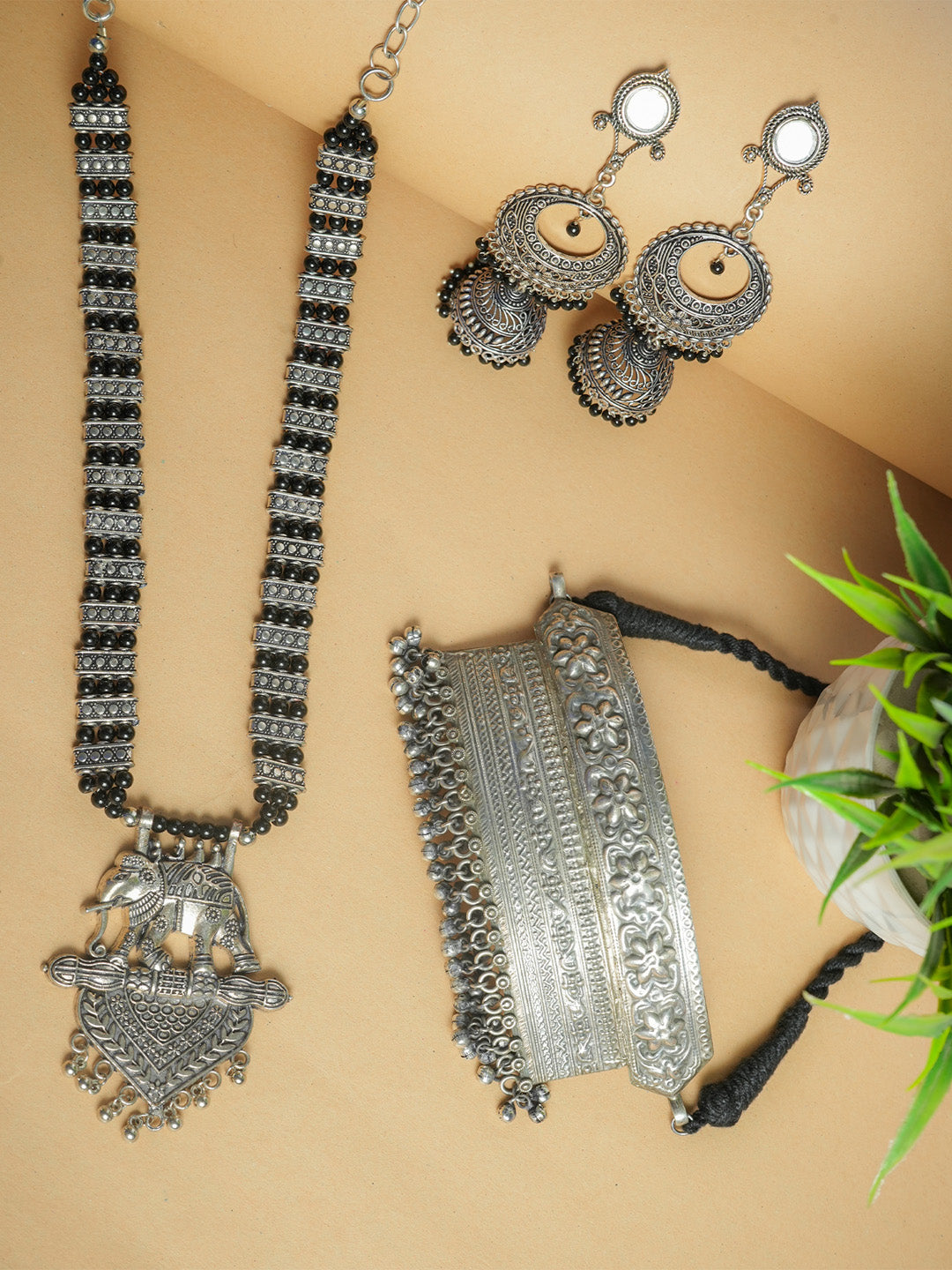 Oxidised Jewellery Jewellery Ajio Oxidized Jewelry Set Of