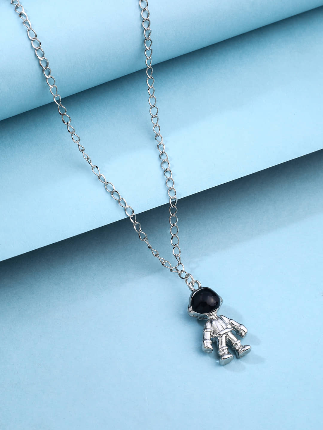 Astronaut Necklace Silver Pendant For Men Women Stainless Steel