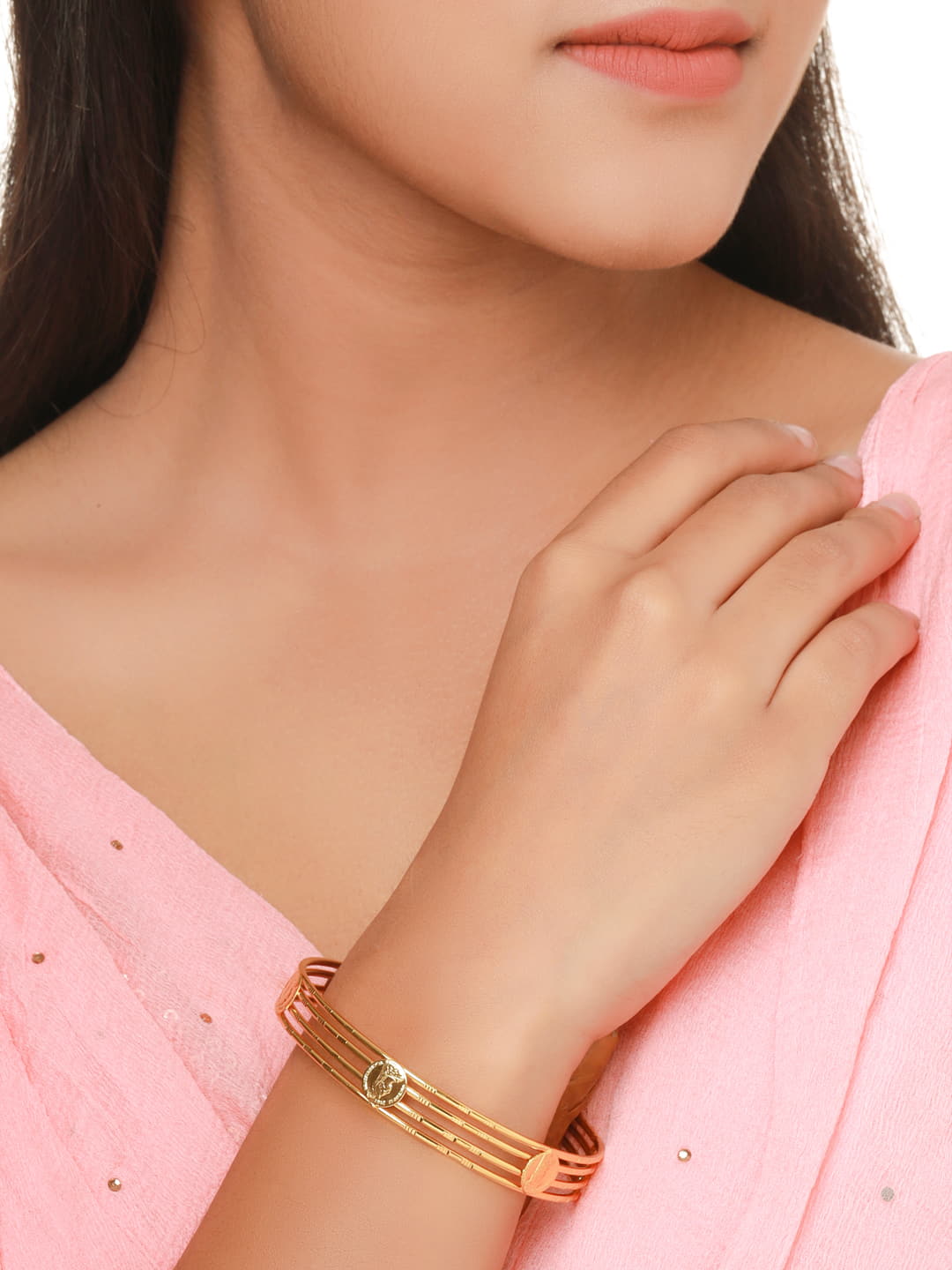 Set of 2 Coin Shape Gold Plated Bangles