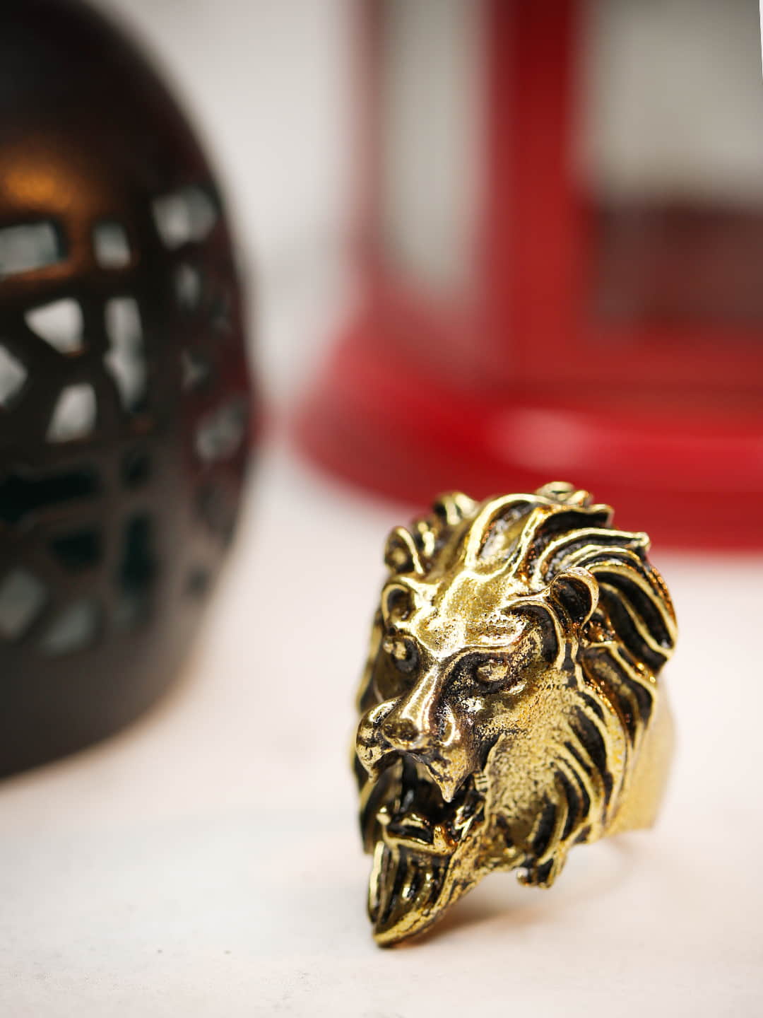 Gold Plated Lion Ring for Men