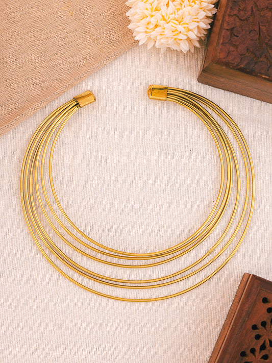 Handmade Gold-Plated Multilayered Hasli Necklace