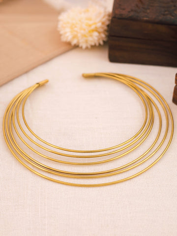 Handmade Gold-Plated Multilayered Hasli Necklace