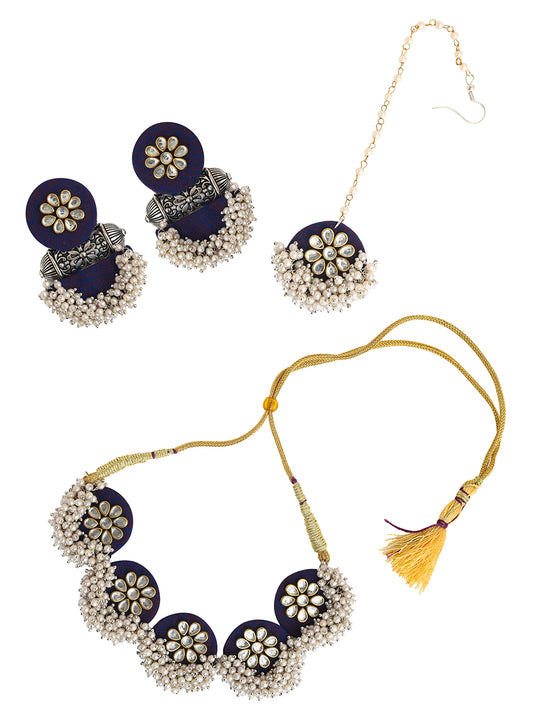 Handmade Royal Blue Choker Set