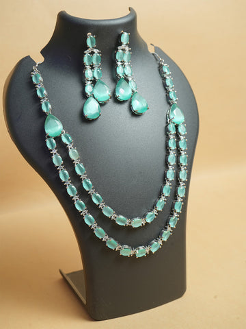 Mint Green Solitaire Beaded Jewellery Set