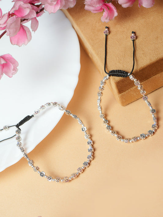 Sparkling Floral Charm Adjustable Anklets