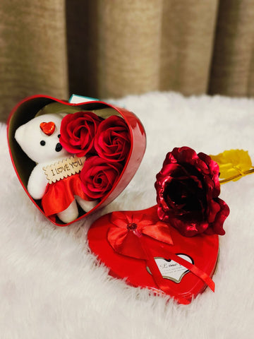 Ultimate Romantic Gift Set – Eternal Gold Rose & Plush Teddy Bundle