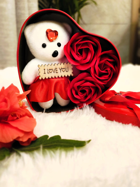 I Love You Deluxe Gift Collection Jewelry Box Eternal Roses & Keepsake Bear