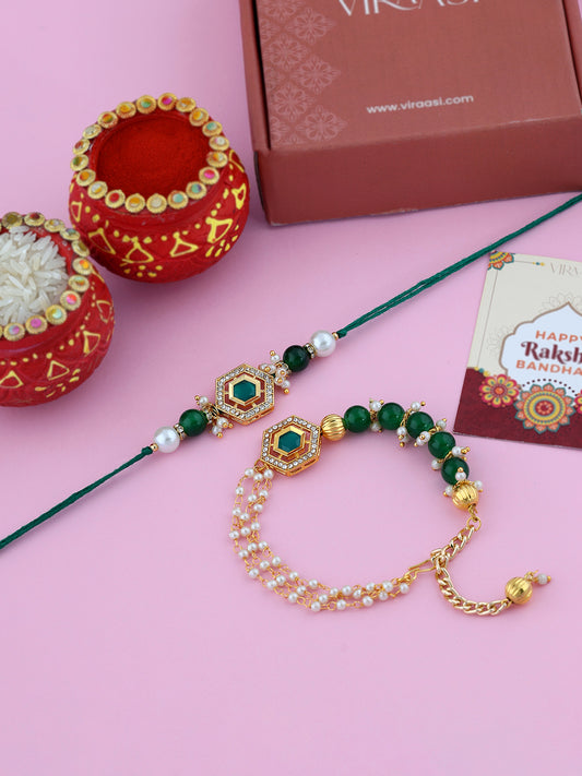Kundan - Pearl Bhaiya Bhabhi Rakhi Set