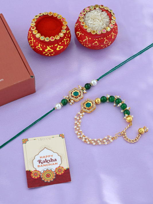 Kundan - Pearl Bhaiya Bhabhi Rakhi Set
