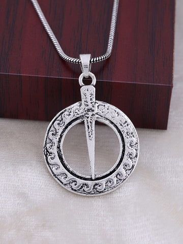 Nordic Fibula Brooch Pendant Necklace for Men