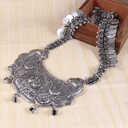 Silver Oxidised Long Necklace