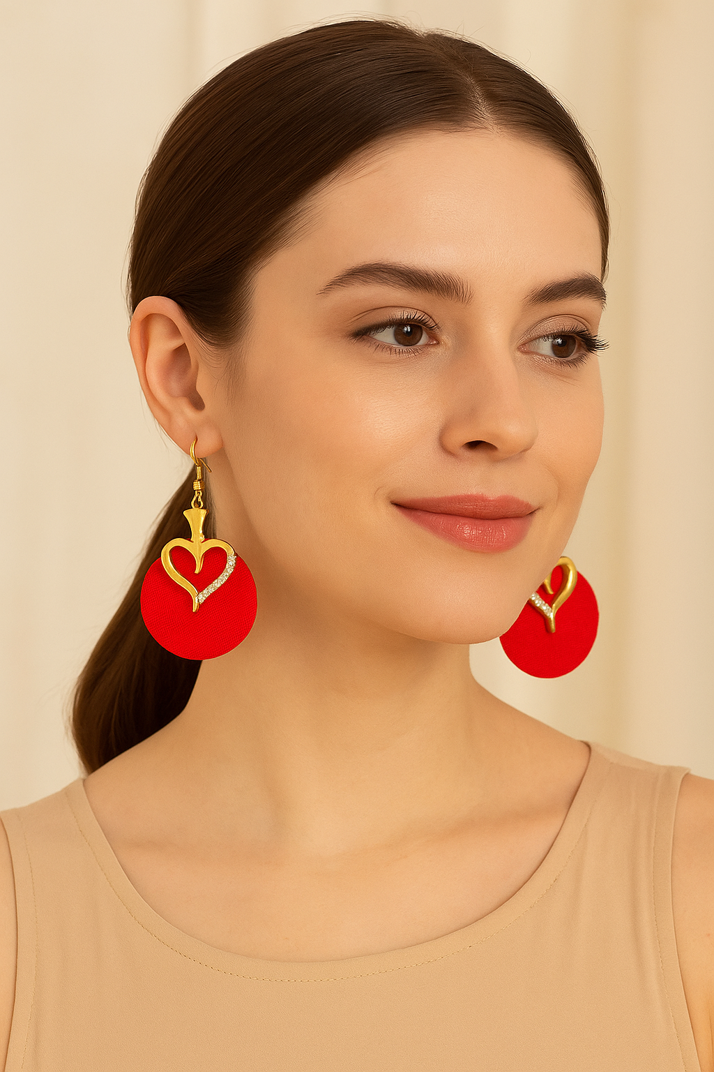 Red Heart-Shaped Earrings