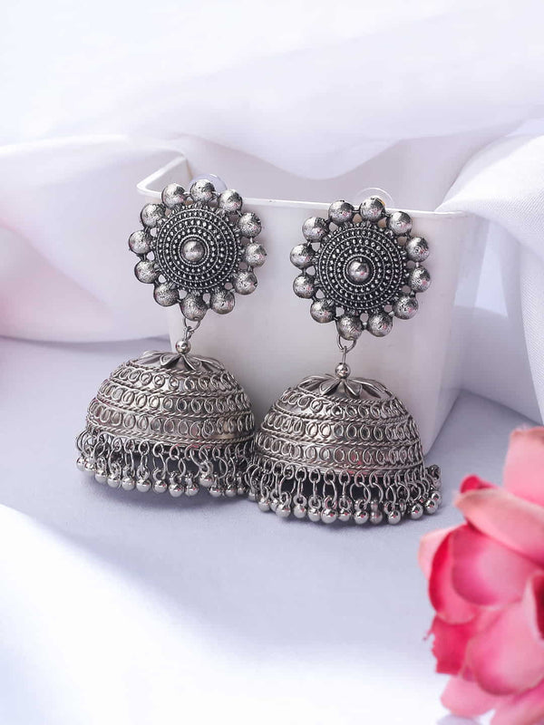 Oxidised Big Jhumka Earring - Main Image