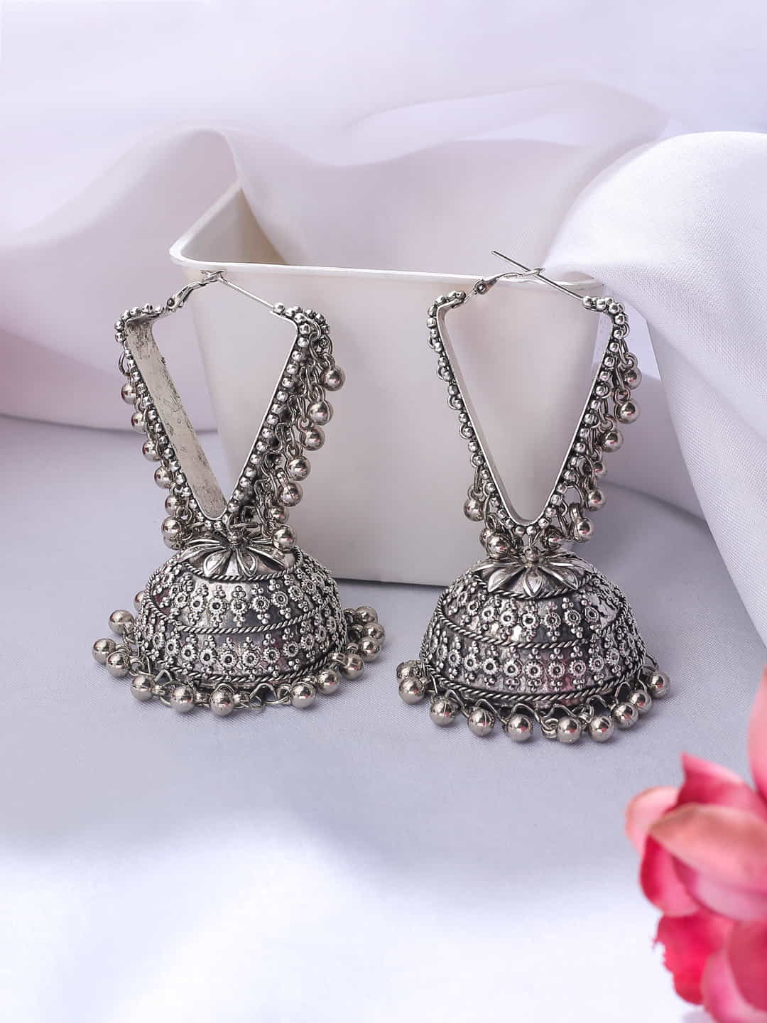 Oxidised Jhumka - Buy Latest Oxidised Jhumka Earrings Online for Girls –  The Jewelbox