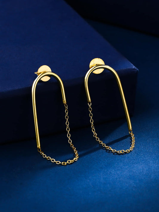 Gold-Plated Link Chain Earrings