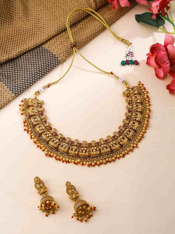 Gold Plated Temple Choker Jewellery Set