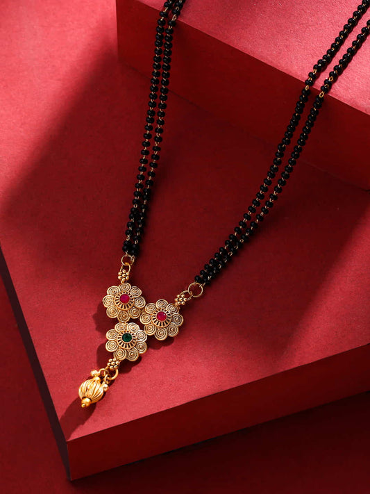 Gold Plated Red Stone Mangalsutra