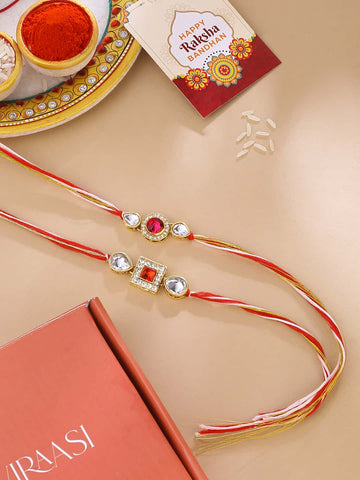 Bright Stone Work Set of 2 Rakhis For Brother