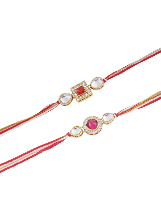 Bright Stone Work Set of 2 Rakhis For Brother