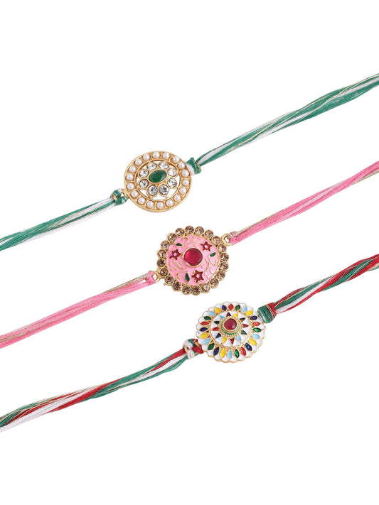 Striking Mulicoloured Rakhi Set Of 3