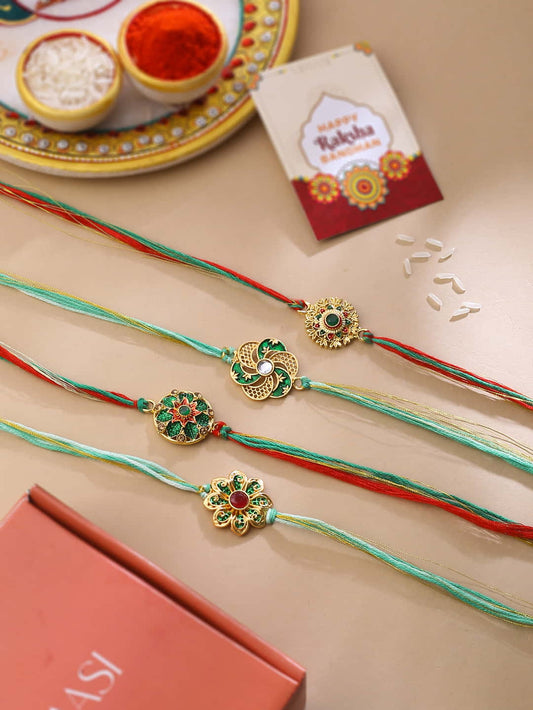 Set of 4 Graceful Meena Work Rakhis