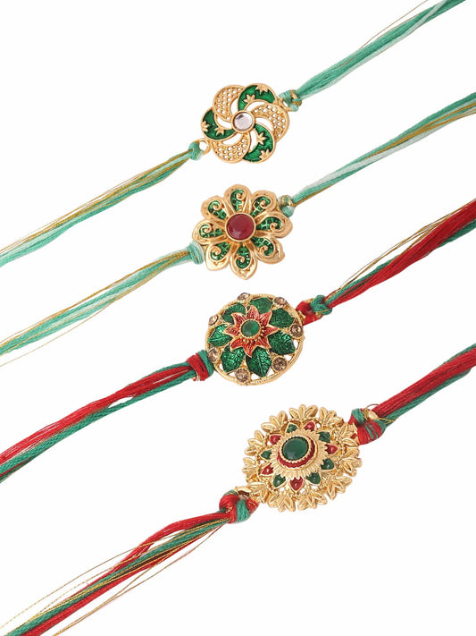 Set of 4 Graceful Meena Work Rakhis