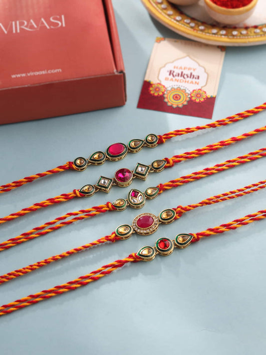 Traditional Kundan Polki Rakhi (Set of 5)