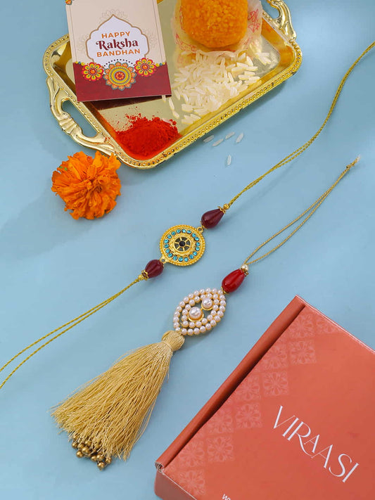 Beautiful Meena and Pearl Rakhi For Bhaiya Bhabhi