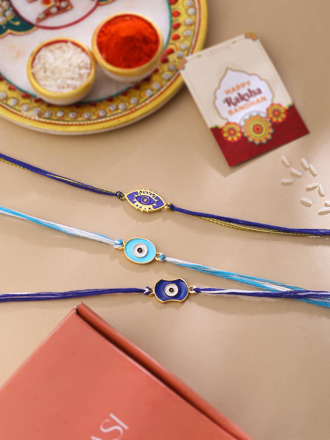 Hamsa Evil Eye Rakhi For Brother (Set of 3)