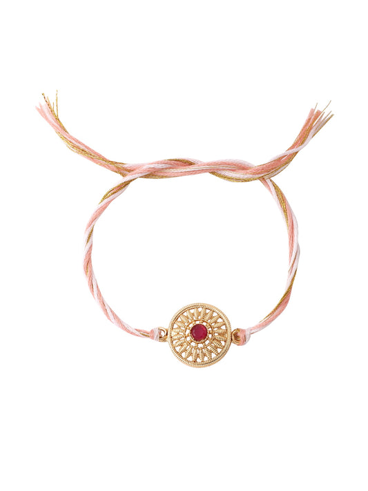 Traditional Meena And Beads Floral Rakhi