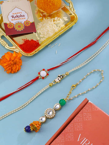 Bhaiya Bhabhi and Kids Rakhi Combo Set