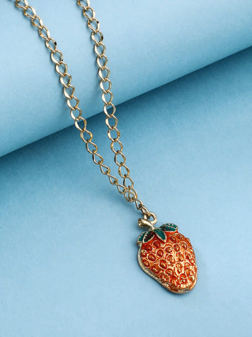 Strawberry Minimal Necklace For Girls