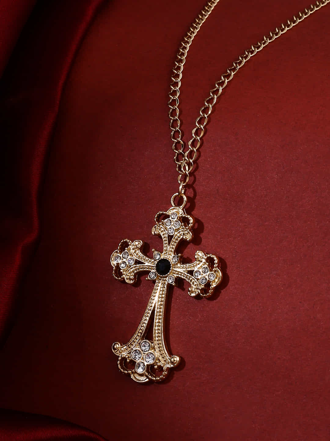 Diamond Studded Holy Cross Pendant For Women and Girls
