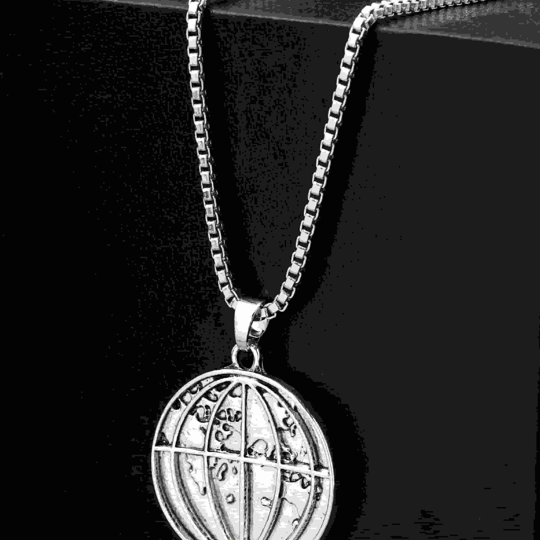 Earth Shape Pendant For Men & Women - Silver Plated