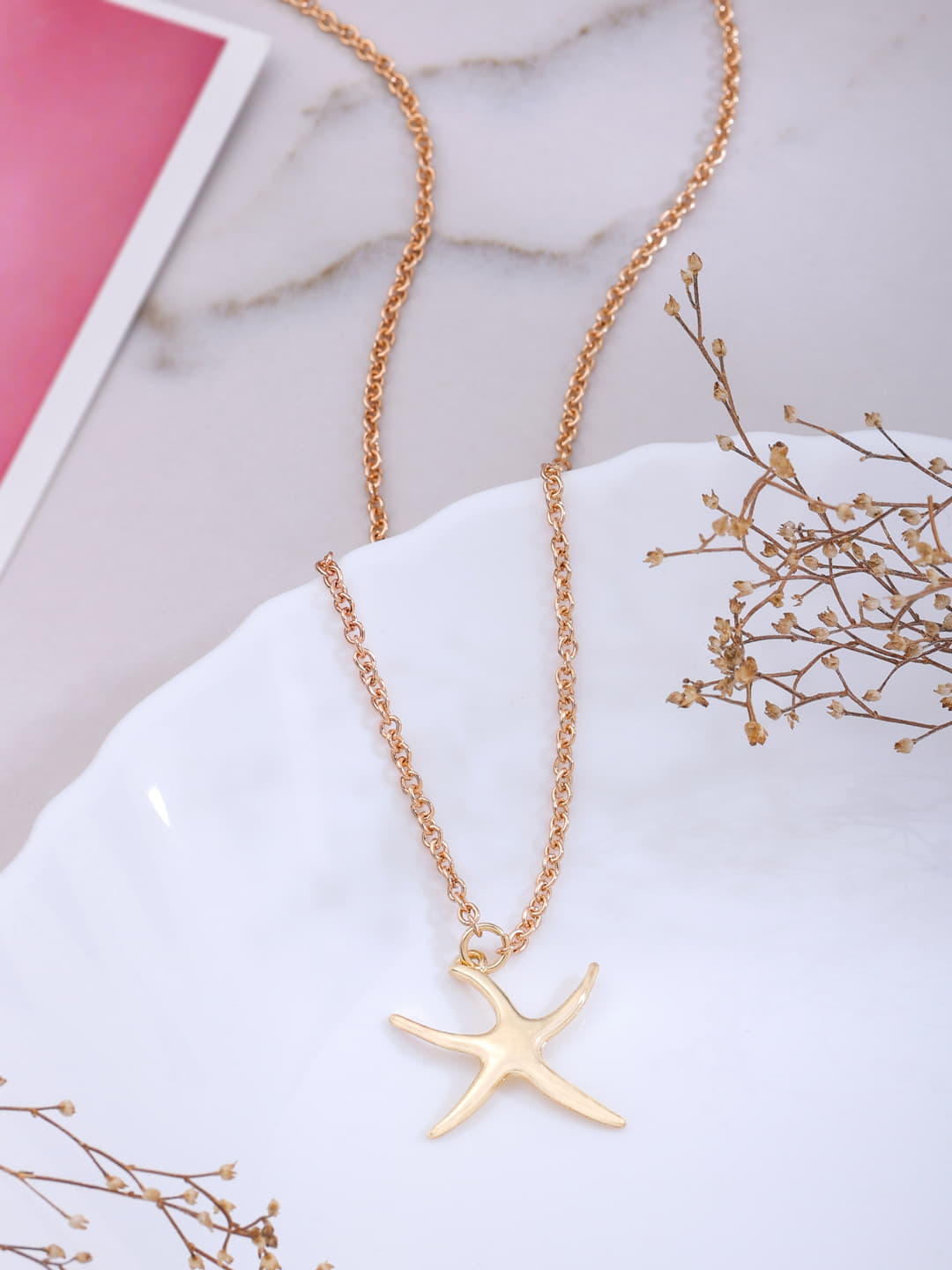 Viraasi Gold-Plated Starfish Pedant with Chain Neckalce