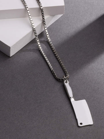 Knife Pendant Necklace-Silver Plated