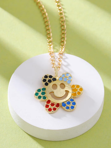 Smily Sunflower Pendant Necklace