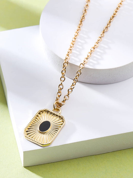 Stone Studded Minimal Square Shape Pendant