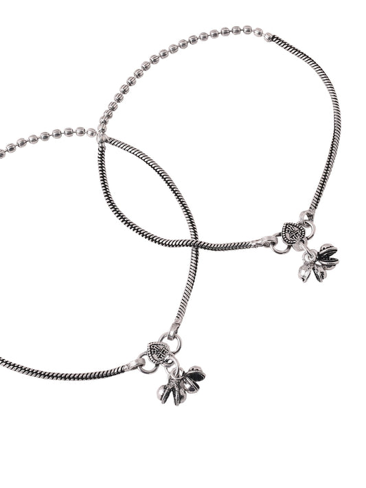 Silver Plated Anklet with Ball Beads