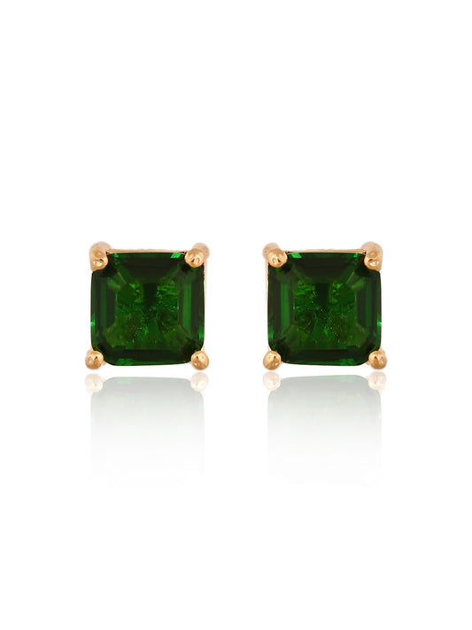 Green Emerald Stud Earrings