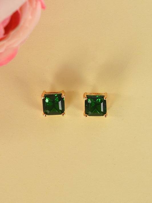 Green Emerald Stud Earrings