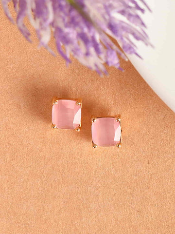Pink Stone Stud Earrings