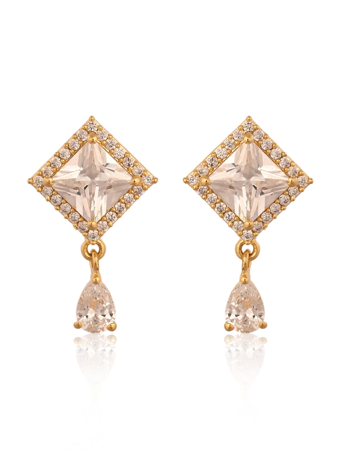 Ajio Off White Drop Earrings White AD Stone Dangler Earrings