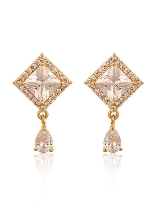 White AD Stone Dangler Earrings