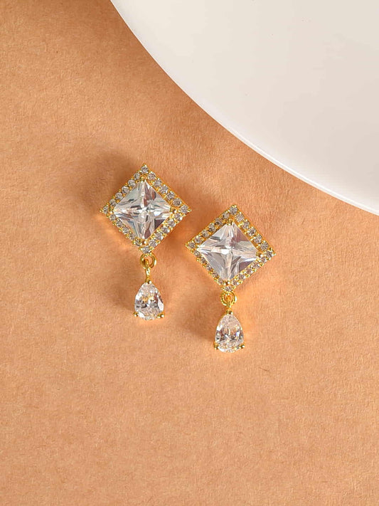 White AD Stone Dangler Earrings