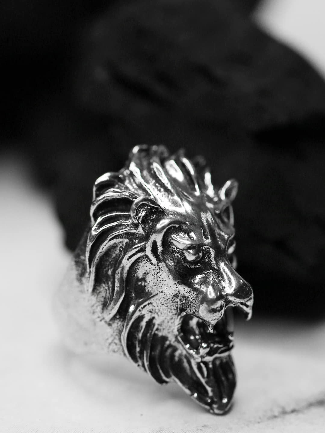 Silver Plated Lion Ring for Men