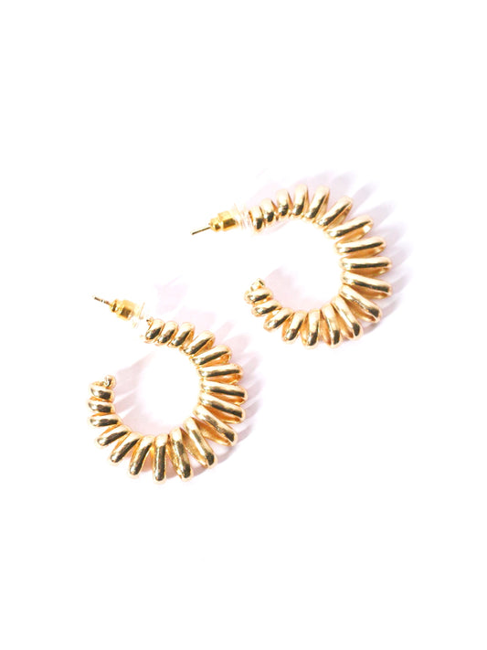 Gold Plated Big Telephone Wire Earrings