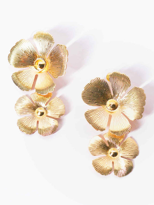 Gold Plated Flower Dangler Earring