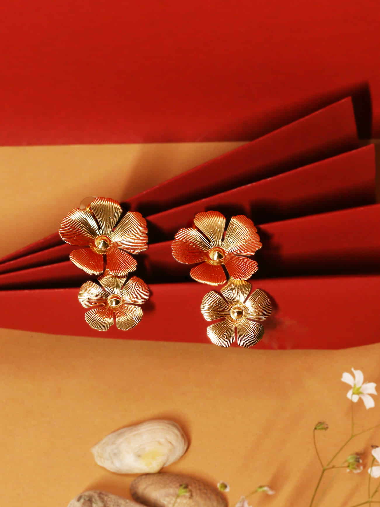 Gold Plated Flower Dangler Earring